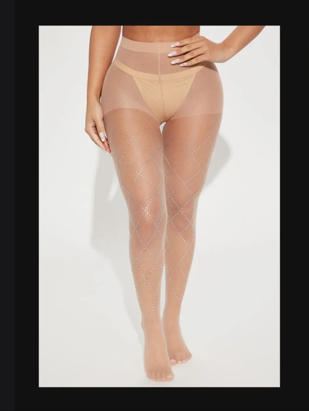 Fashion Nova Sparkle All Night Nude Rhinestone Wave Tights
